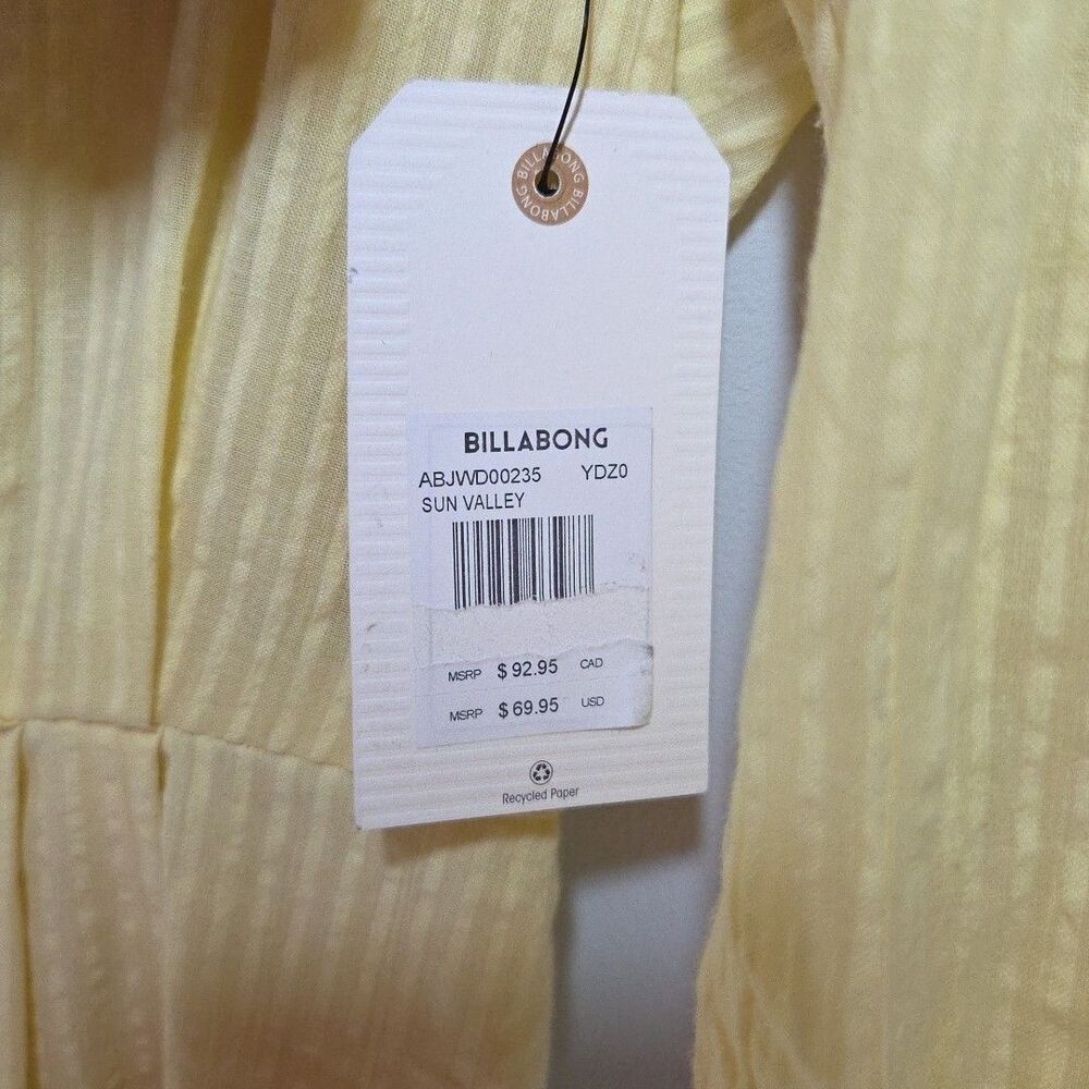 NWT New Billabong Women's sz L Sun Valley Button Front Seersucker Romper Sunbeam - Picture 5 of 7